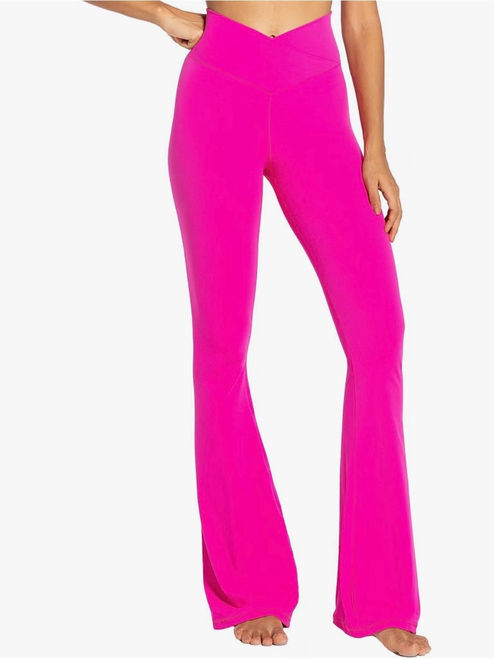 BNWOT SUNZEL Hot Pink Crossover Flare Leggings Yoga Pants 34” Inseam Large